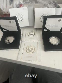 The 90th Birthday Of Her Majesty The Queen 2016 UK 5 Silver Proof Coin Set Of 2