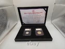 The England Finalists Datestamp Silver Proof Coin Pair £1 & £2 Rugby Cased