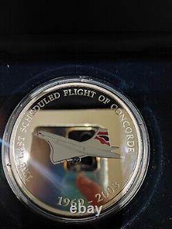 The Last Schedule Flight Of Concorde 5oz 0.999 Silver Proof Coin 2003 RARE
