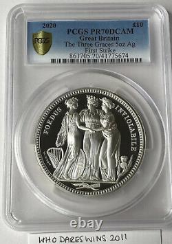 Three Graces 2020 UK Five Ounce (5oz) Silver Proof Coin Royal Mint GB PCGS70