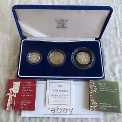 UK 2003 PIEDFORT 3 COIN SILVER PROOF SET boxed/coa