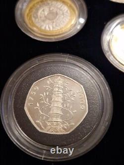 UK 2009 12 COIN SILVER PROOF YEAR SET WITH KEW GARDENS 50 PENCE complete