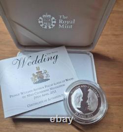 UK 2011 Silver Proof Piedfort £5 Pound Coin William and Kate Royal Wedding COA