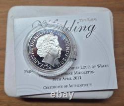 UK 2011 Silver Proof Piedfort £5 Pound Coin William and Kate Royal Wedding COA