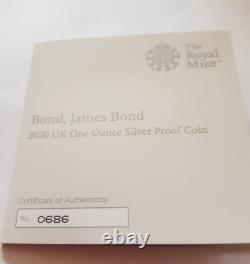 UK 2020 Royal Mint 007 Bond, James Bond Silver Proof 1 Oz £2 coin