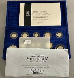UK Royal Mint Year 2000 Millennium Silver Proof Coin Set with Maundy Money
