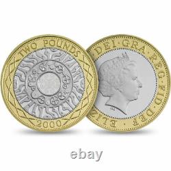 UK Royal Mint Year 2000 Millennium Silver Proof Coin Set with Maundy Money