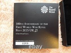 Wwi Navy Silver Proof Two Pound / £2 Coin Royal Mint 2015 World War One